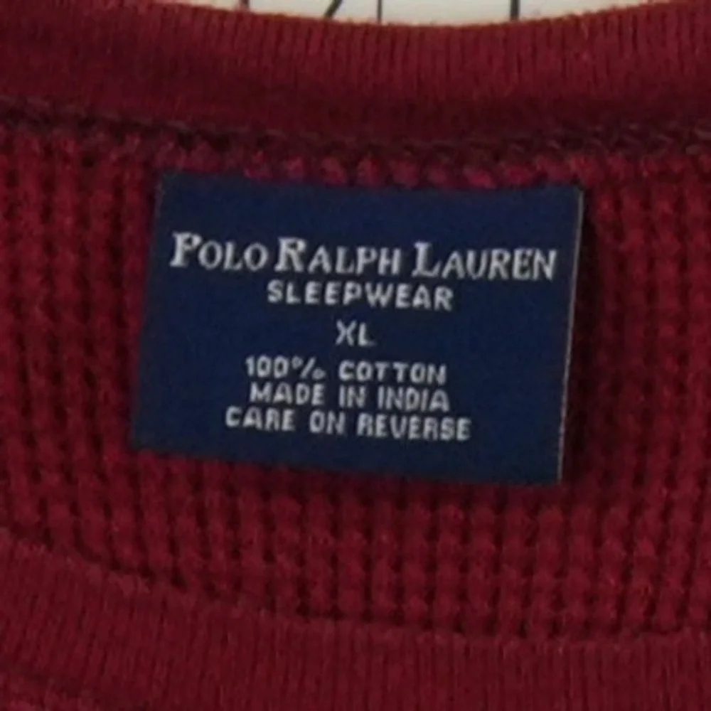 Polo Ralph Lauren Sleepwear Thermal Shirt Mens Size XL Burgundy Waffle Knit Pony